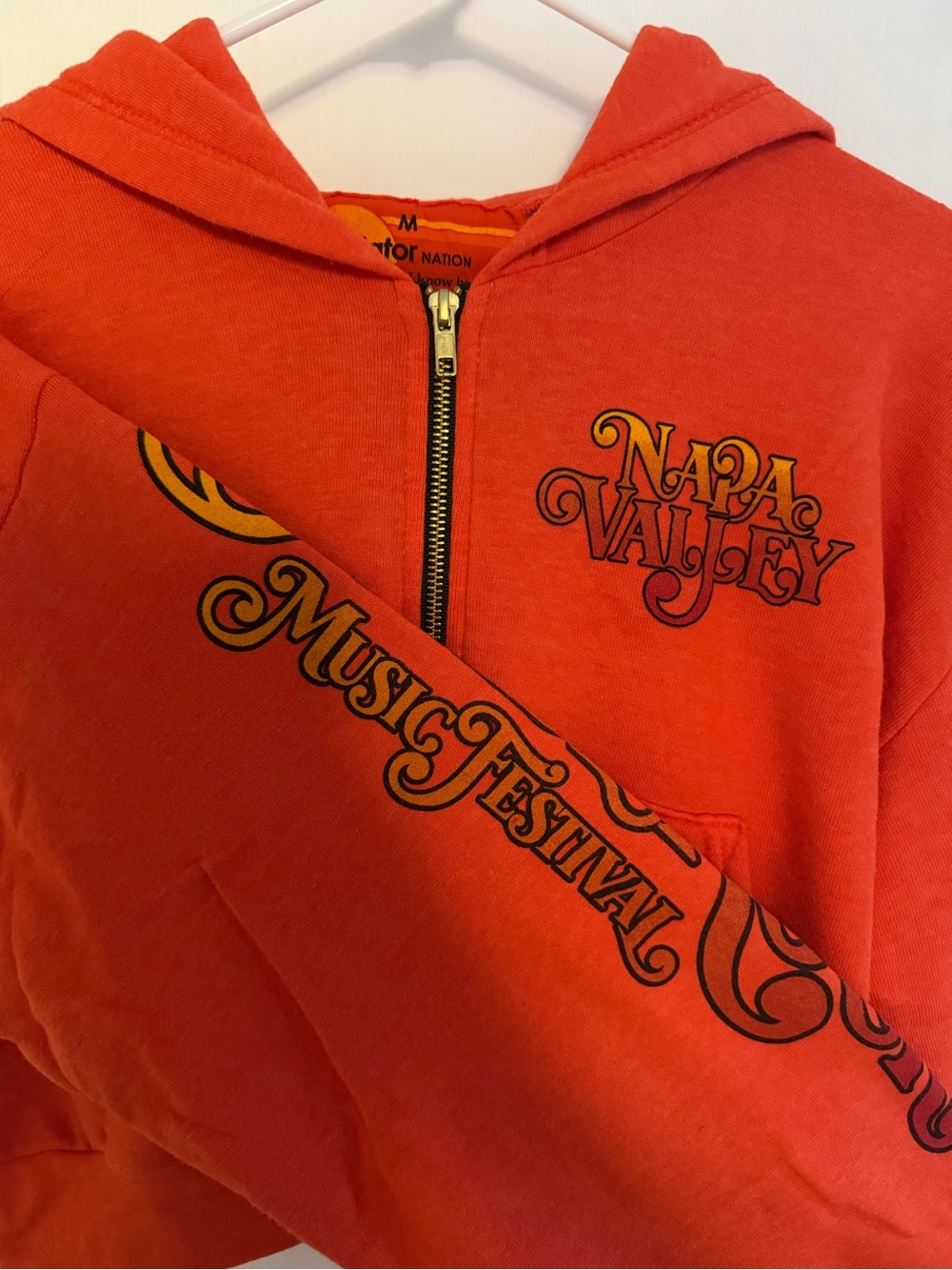 Aviator Nation Orange Zip Hoodie with Bottlerock Napa Valley Graphics